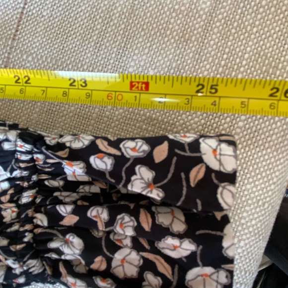 Pieces Black White Floral Flutter Long Sleeve Smocked Mock Neck Dress-Sz-XL - Picture 12 of 16